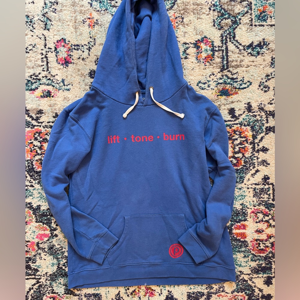 Pure Barre blue and red "classic" style hoodie. Size L.